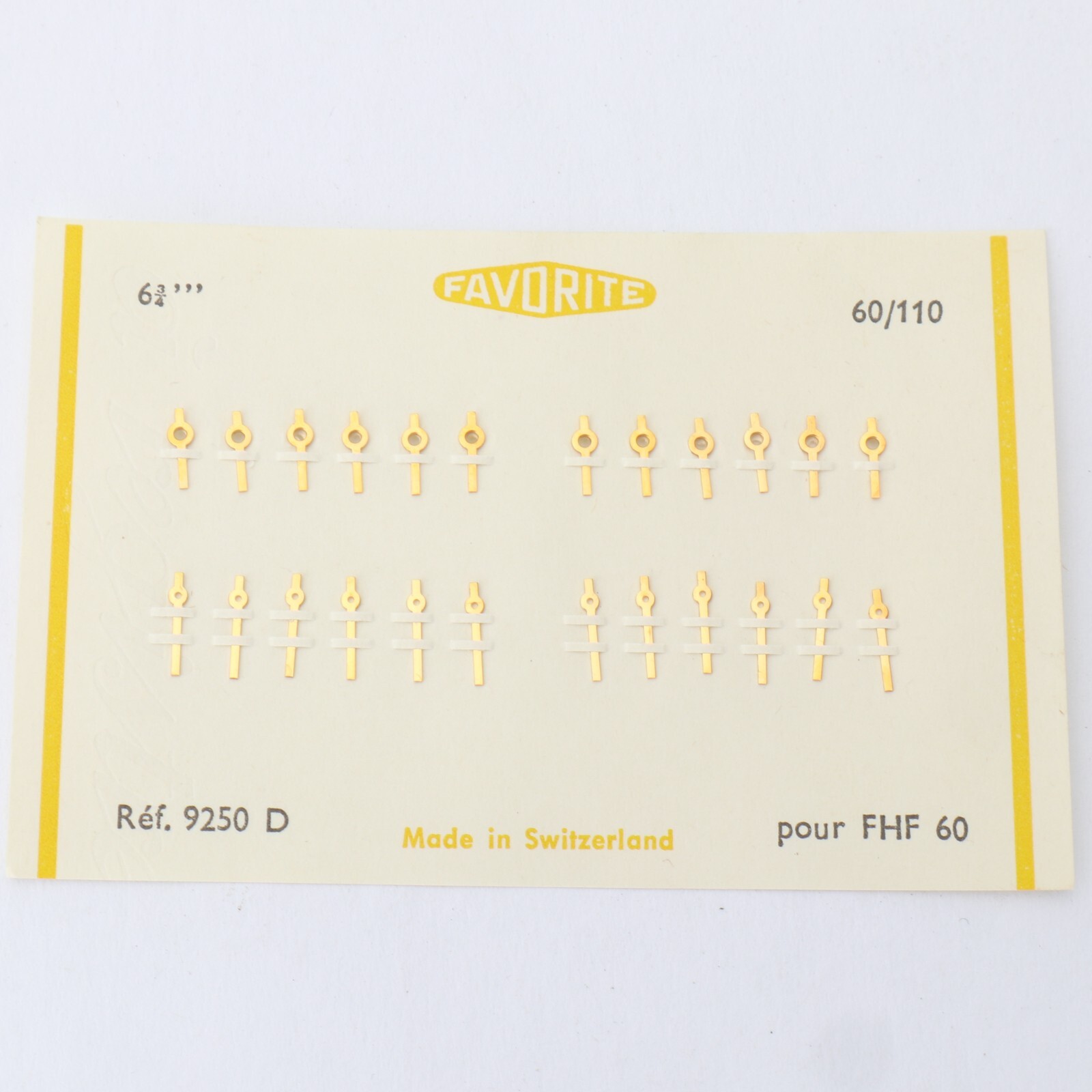 FHF 60 Favorite Watch Hand Set (1) Pair Gold Tone 6 3/4 Ref. 9250D Size 60/110