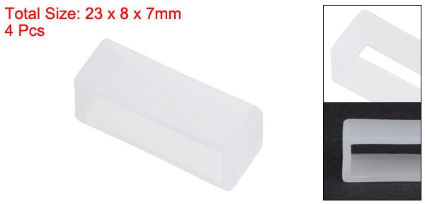 Watch Band Strap Loops Silicone for 19mm Width Watch Band, Transparent 4 Pcs