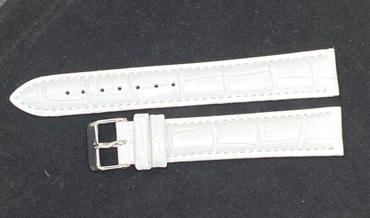 Watch Band Genuine Leather Alligator White(PADDED) 16,18,20,22,24mm XXL