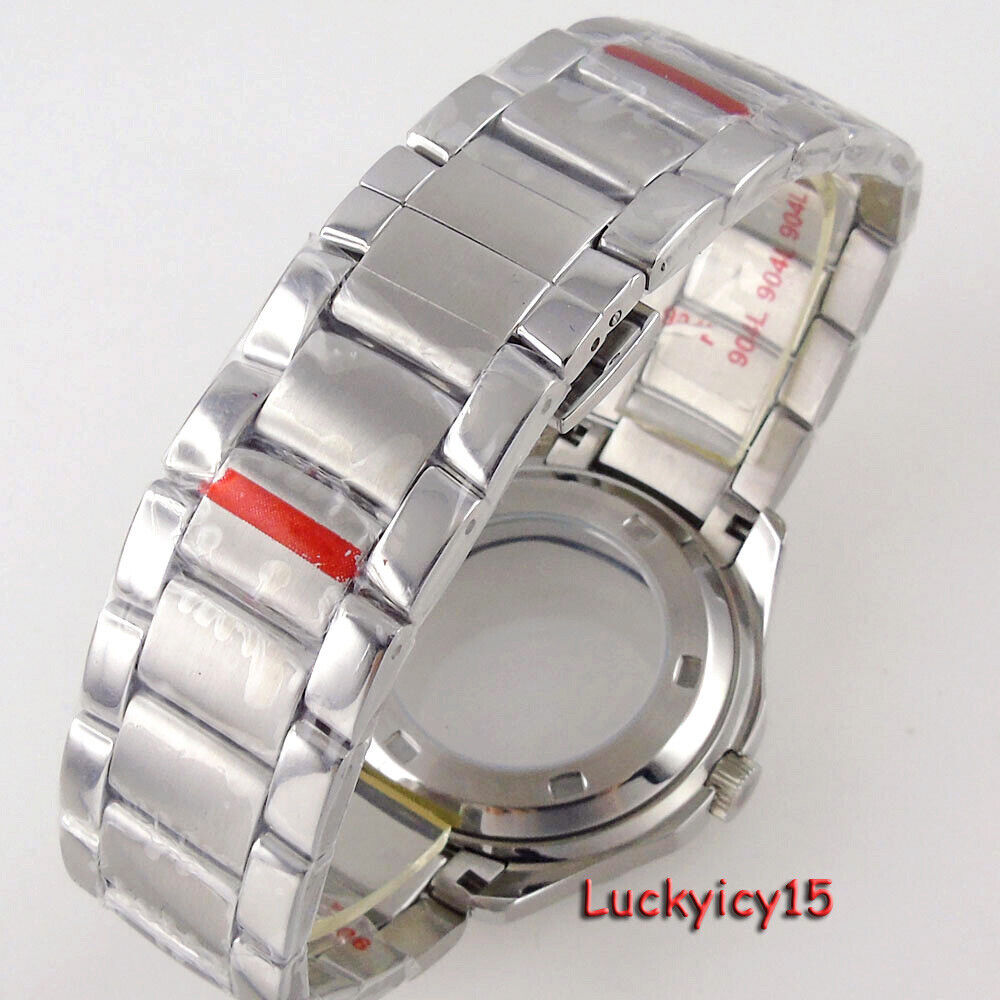 40mm Square Silver Black PVD Mens Watch Case Fit NH35A NH36A NH34A Automatic Mov