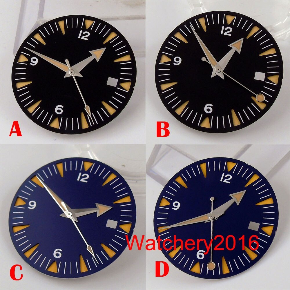 31mm Steel Automatic Black Blue Watch Dial Hand Luminous Fit NH35A Movement New