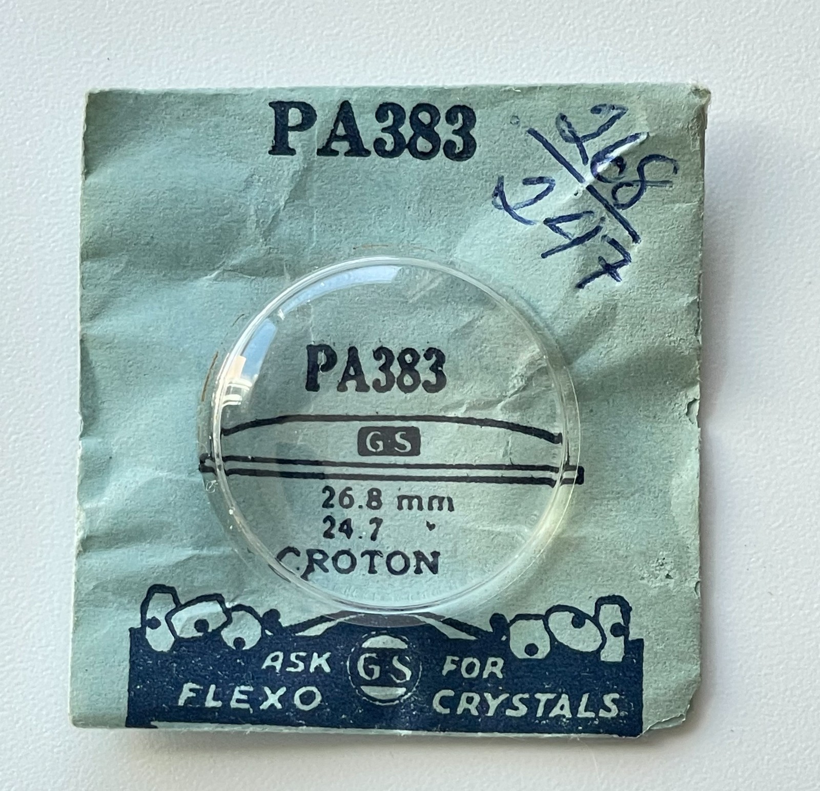 GS Flexo Pa383 Croton Watch Crystal 26.8mm Acrylic Glass NOS Vintage Parts
