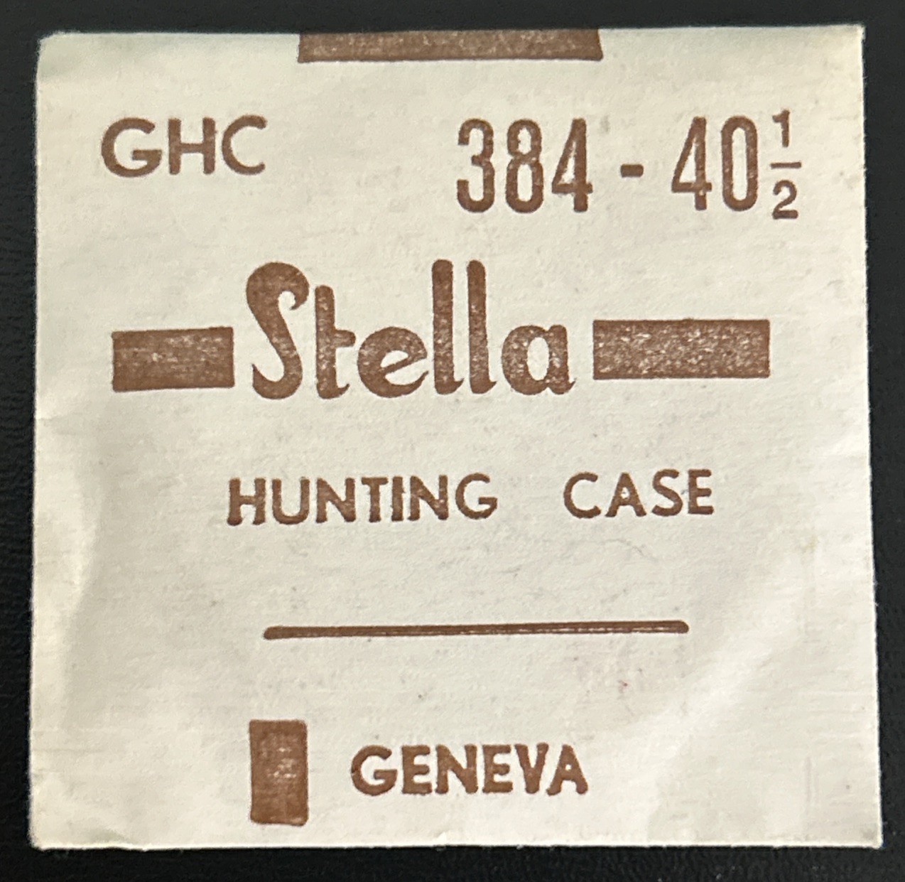Vintage Stella GHC Hunting Case Crystal 384-40 1/2 Geneva Sealed NOS