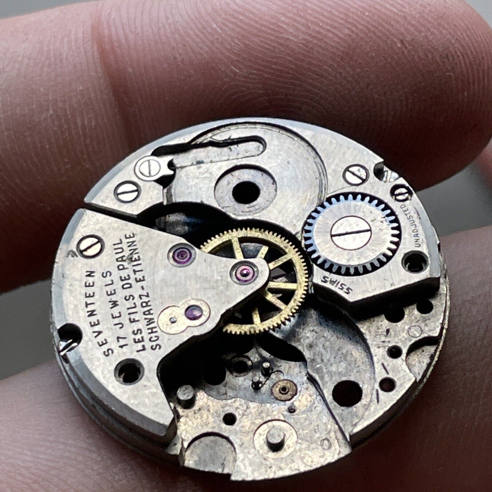 Vintage Schwarz-Etienne Seventeen Jewel Unadjusted Movement