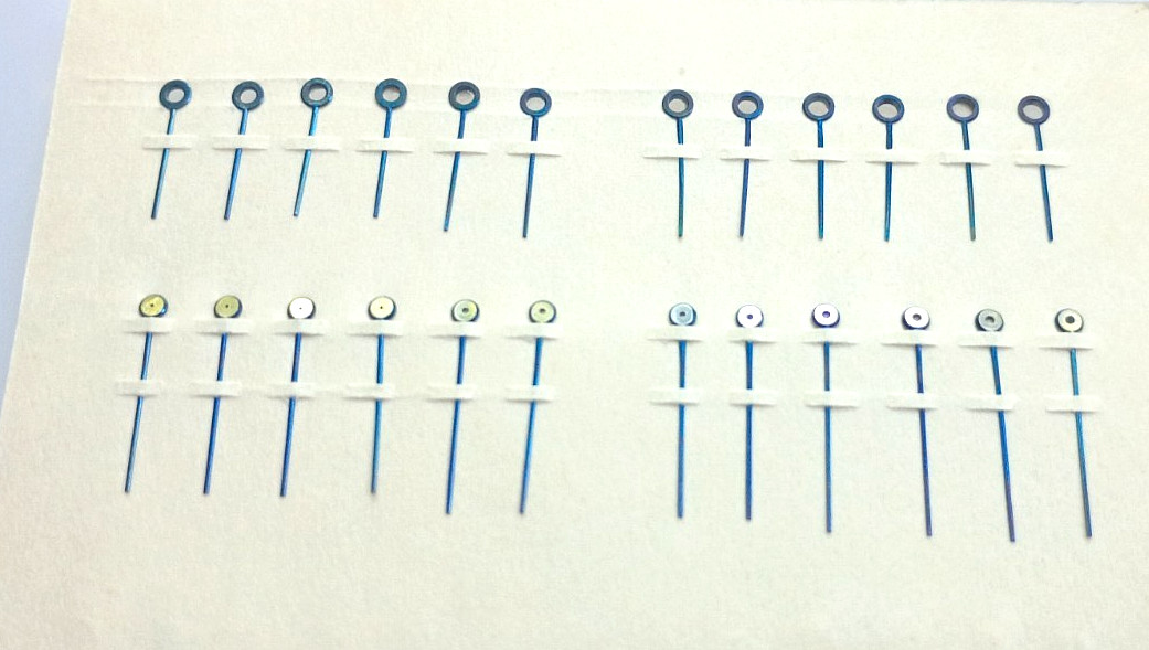 Pocket Watch Hands Lot Full Card 12 pairs NOS Swiss Blued 11mm-13mm 35/120