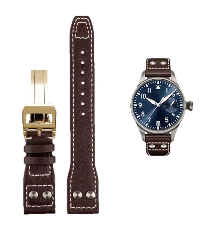 Genuine Leather Watch Strap 20mm 22mm For Big Pilot Portugieser With Buckle