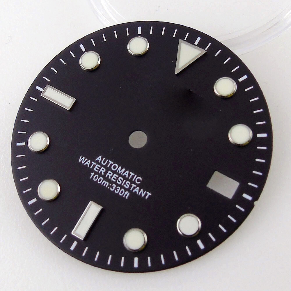 29mm Luminous Watch Dial Face Green Blue Black Rose Gold Edge Fit NH35A NH36A