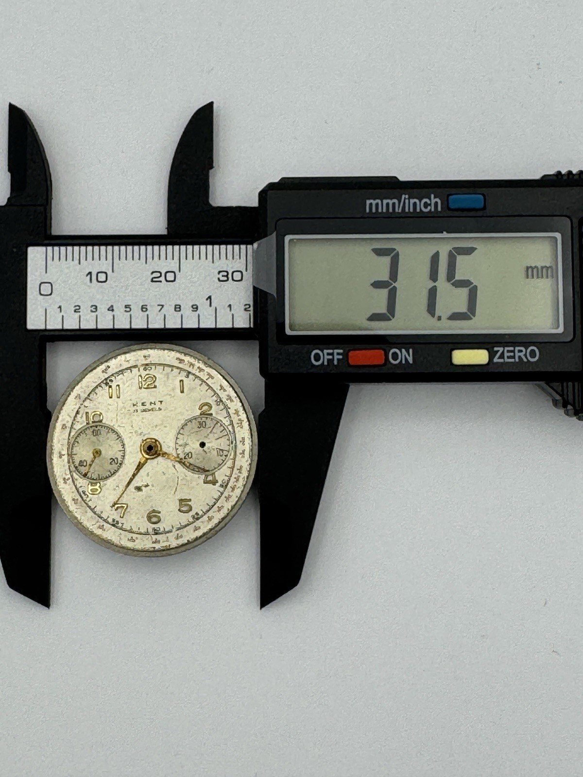 Vintage Kent Chronograph Partial Wristwatch Movement For Parts Or Repair