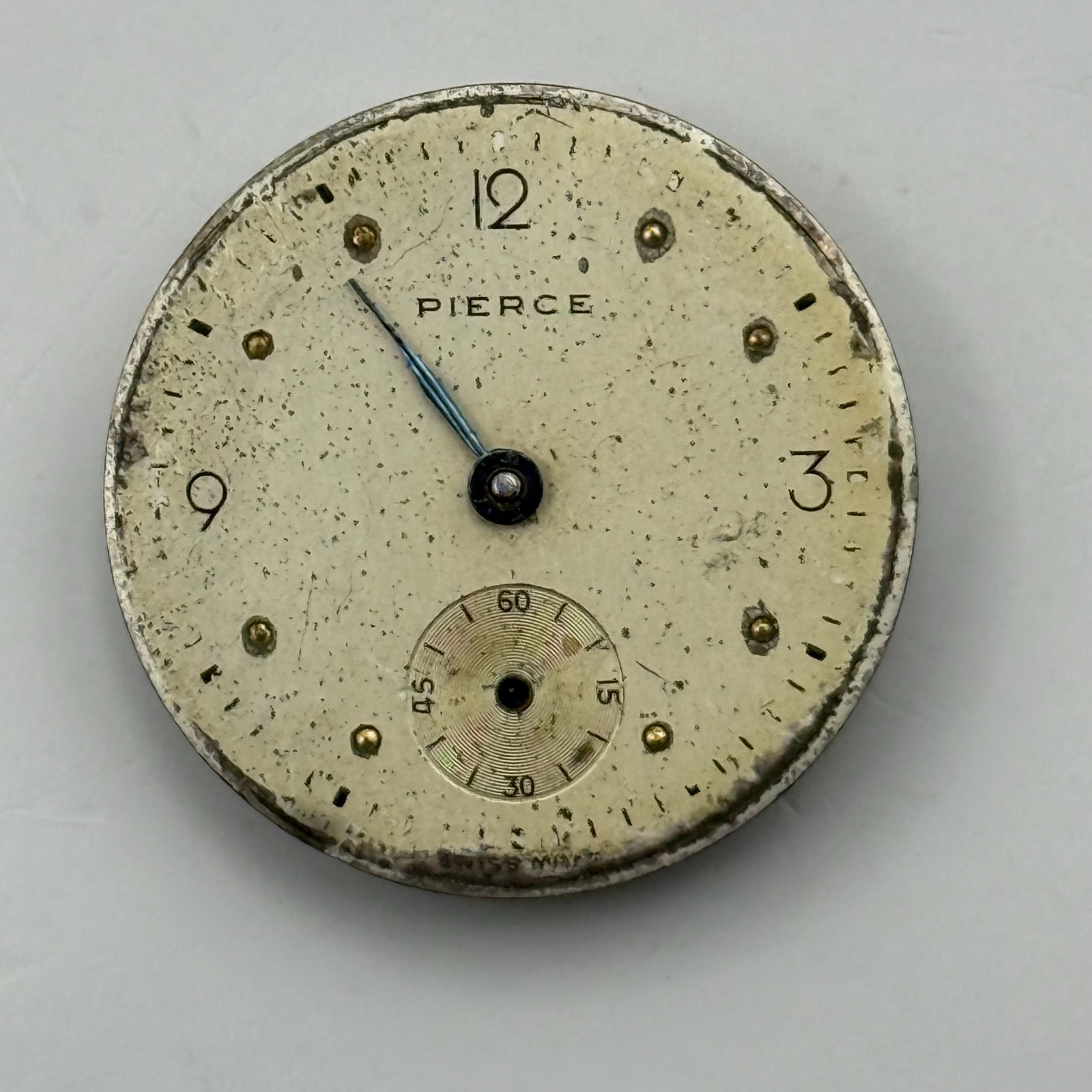 Pierce Watch Movement Swiss 15 Jewels Sub Seconds Manual Wind Parts 23.6mm