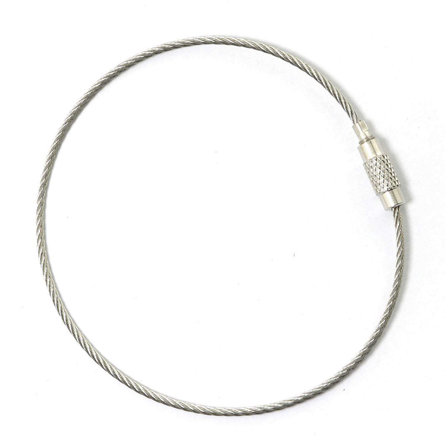 20pcs Stainless Steel Wire Keychains 1.5mm Aircraft Cable Key Ring Loops 4 Lengt