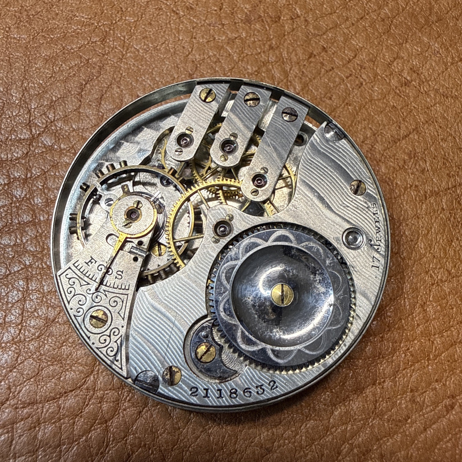 Illinois 17J Pocket Watch Movement For Parts Or Repairs Grade 184