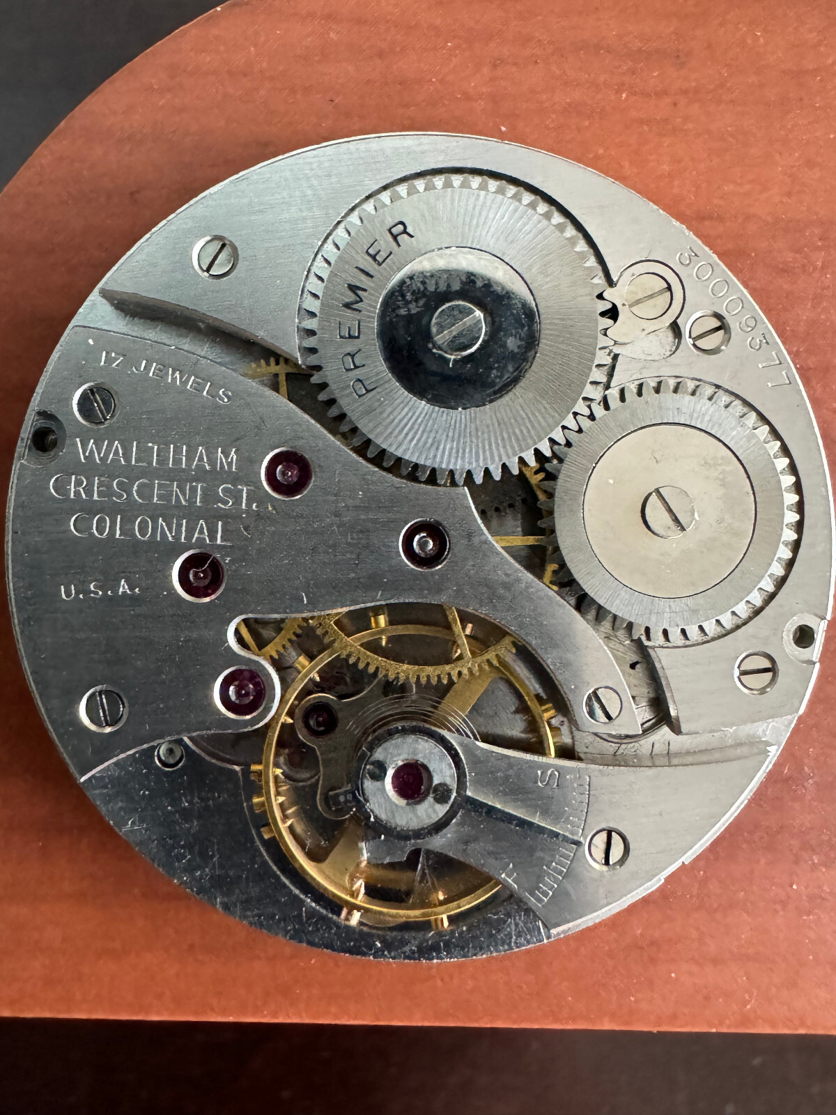 VINTAGE 12 SIZE WALTHAM PREMIER CRESCENT ST. COLONIAL POCKET WATCH MOVEMENT