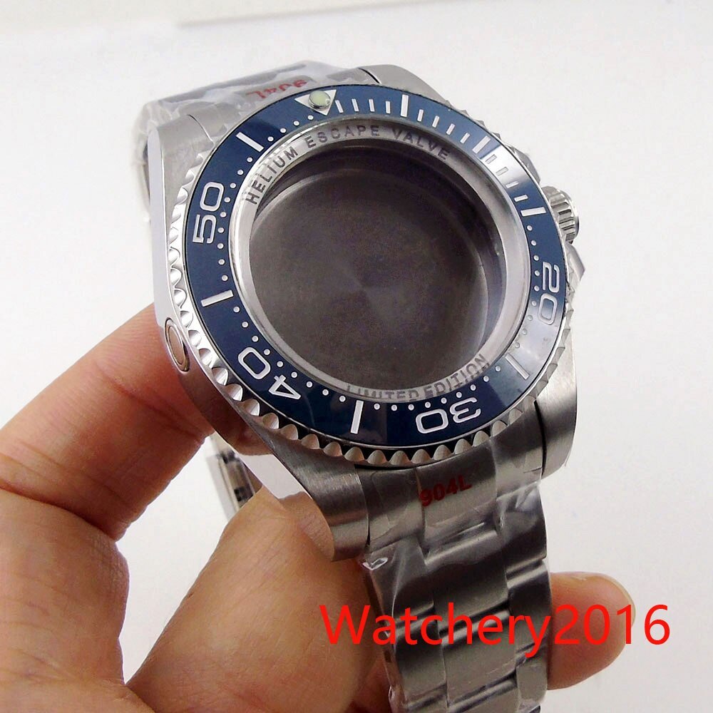 43MM Watch Part Blue Bezel Watch Case Letter Chapter ring Fit NH35 2824 Movement