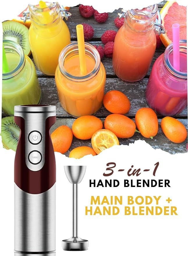 MegaWise RXZER23 3-in-1 Hand Blender 400W Immersion RED