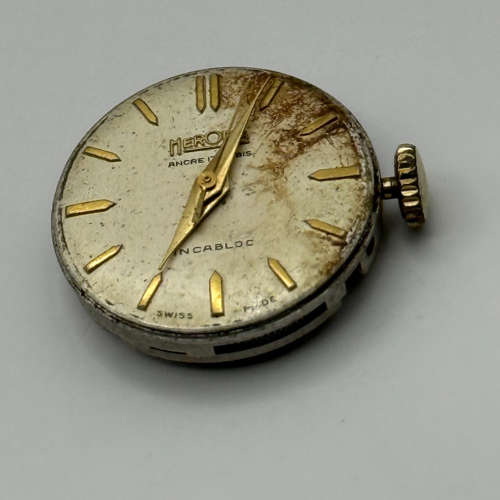 FHF 64 Watch Movement Herodia Ancre 17 Rubies Swiss Vintage Parts Repair 19.2mm