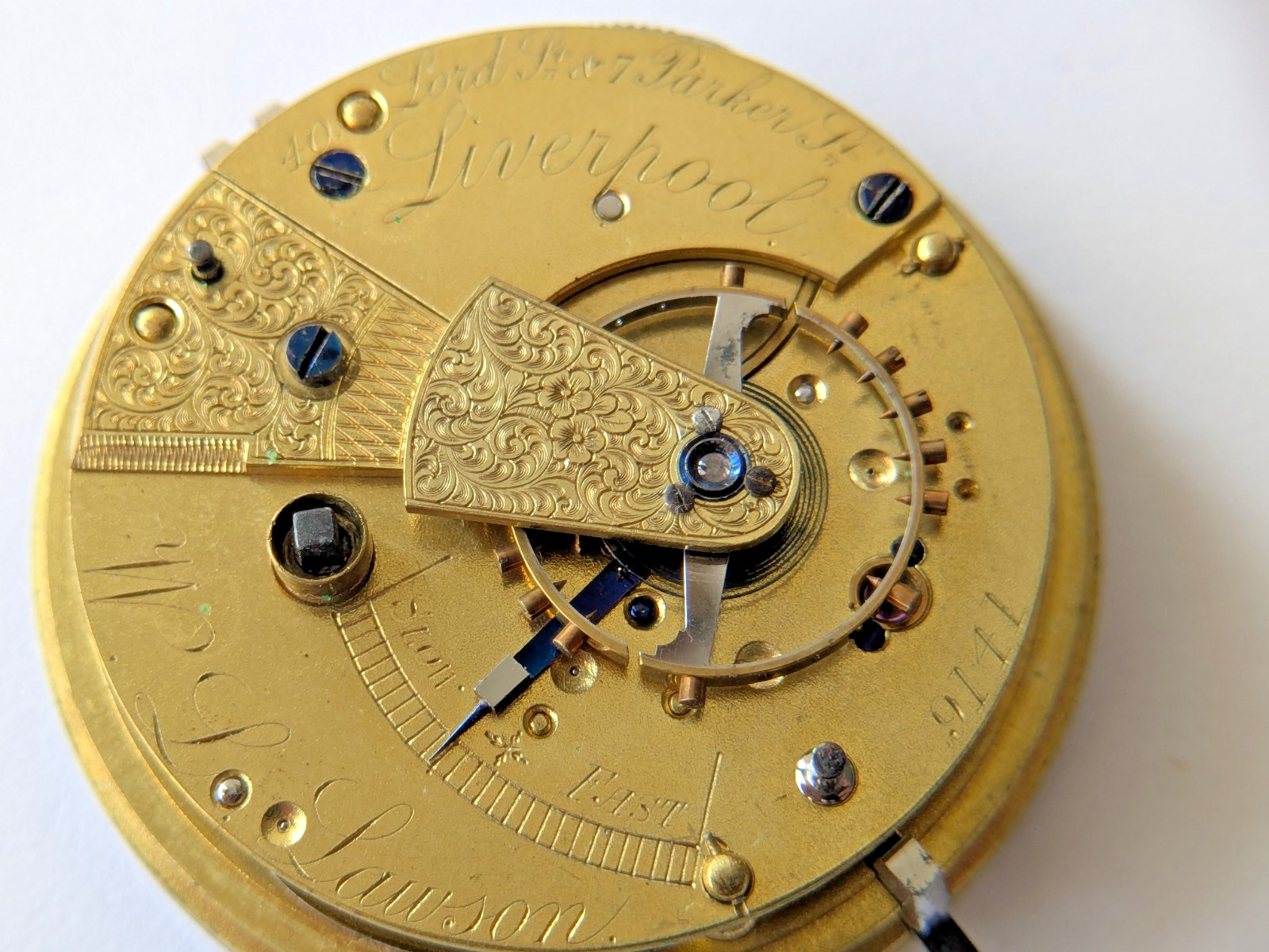 W.L. Lawson Liverpool Fusee Pocket Watch Movement 46.4mm Lord St Parts Repair 51