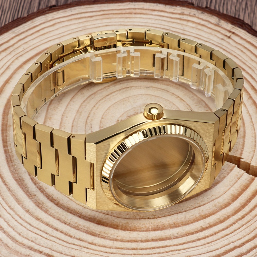 Gold Steel 40mm NH35 Watch Case Strap Modify PRX Mod 10ATM For Seiko NH34 36 38