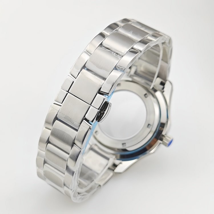 44mm Stainless Steel Watch Case + Strap Flat Glass for Nh35 Nh36 Nh38 Movement