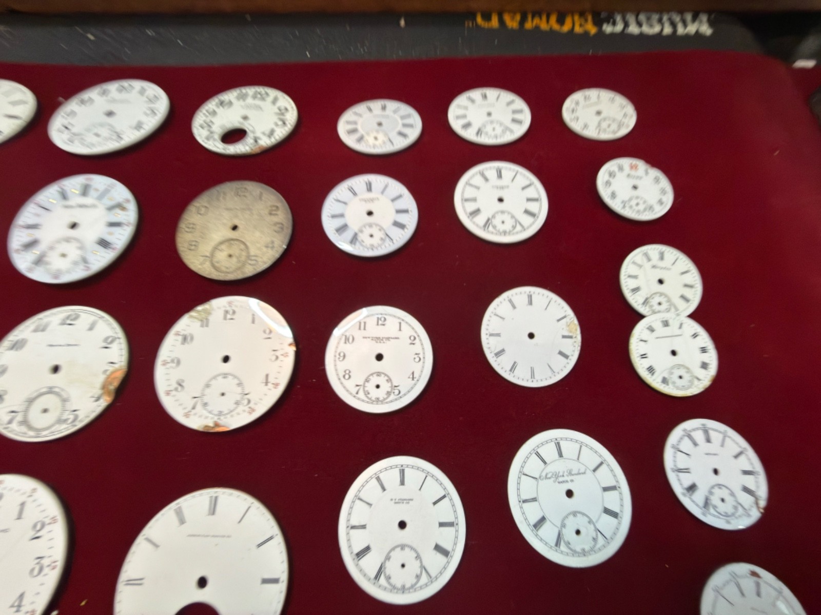 Lot of 124 Pocket watch dials, Misc sizes and brands: Many different brands