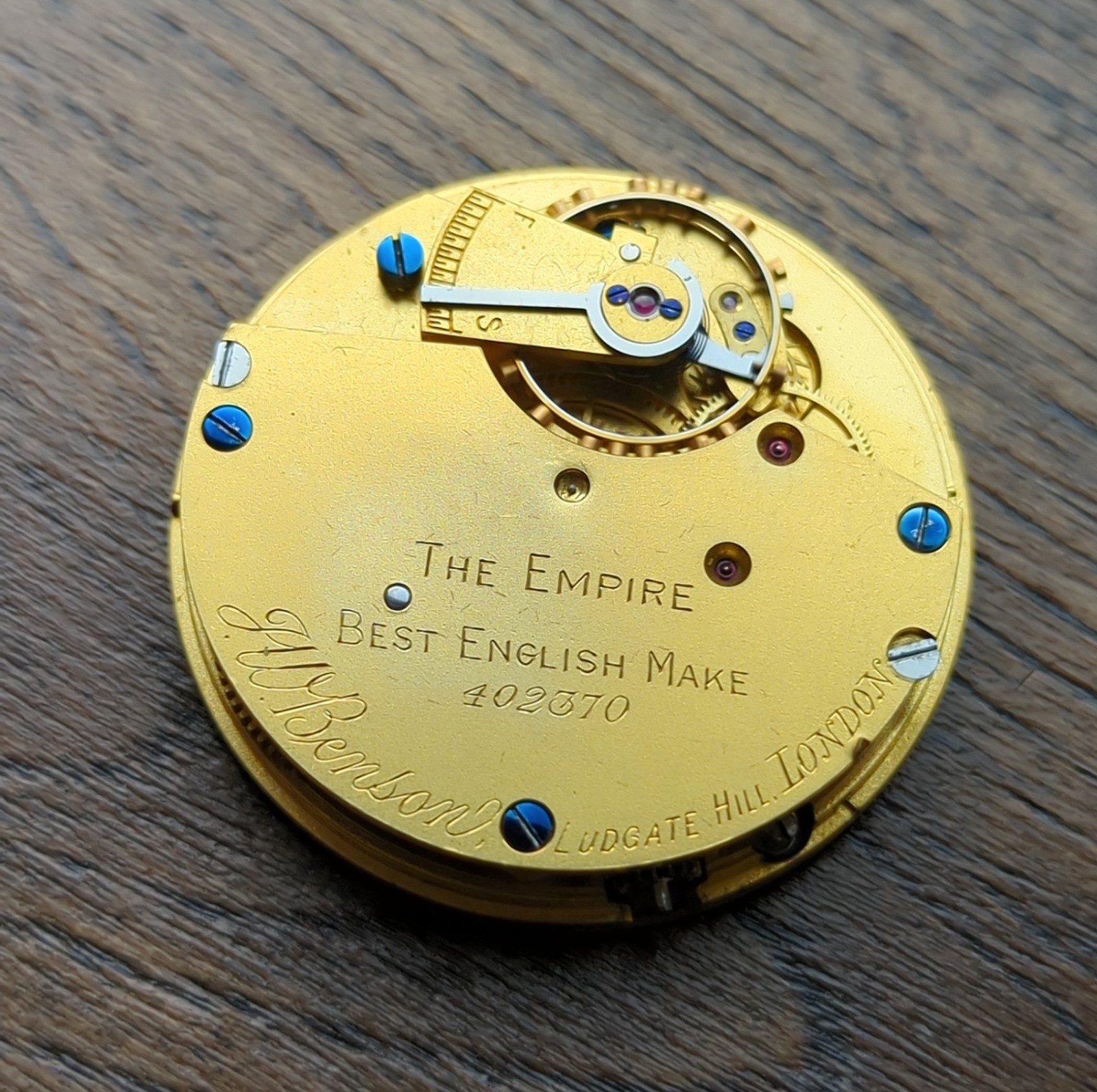 JW Benson “The Empire” Best English Make Working Pocket Watch Movement (AS52)