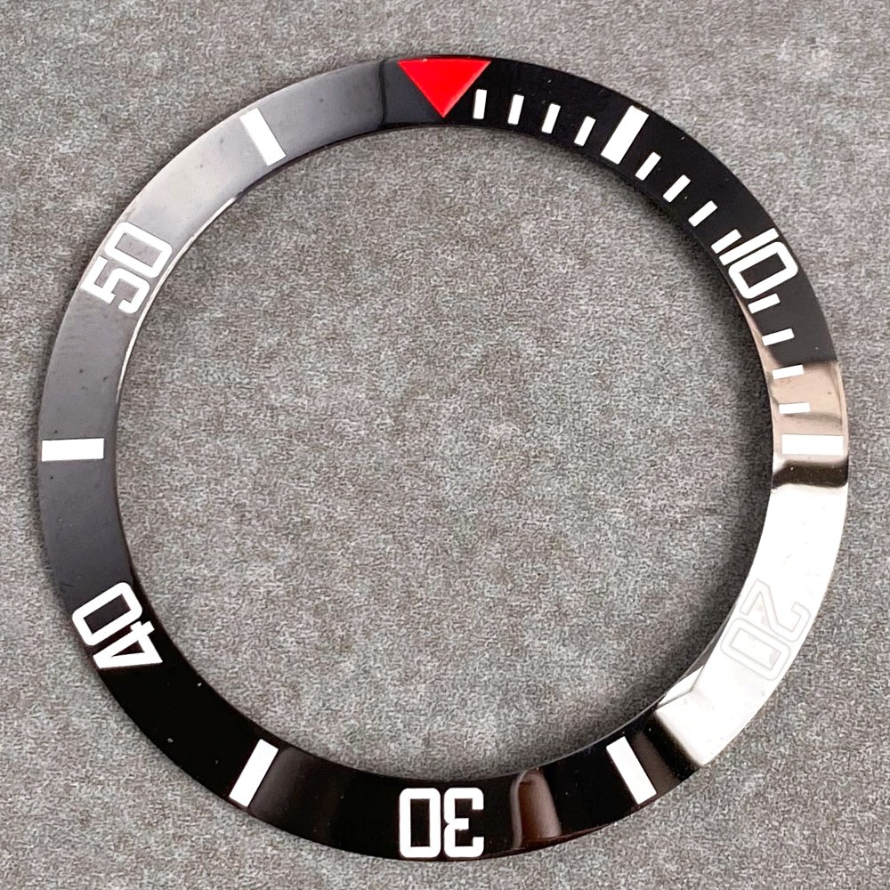 38mm Black Red Ceramic Alloy Watch Bezel Insert Slope Fit SUB40mm Dive Men Watch