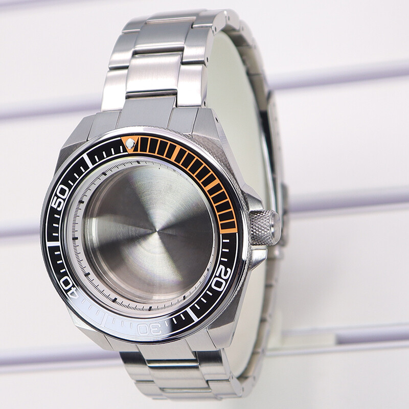 Silver Seiko Samurai Watch Case 904 strap Sapphire For NH35 Movement 28.5mm Dial