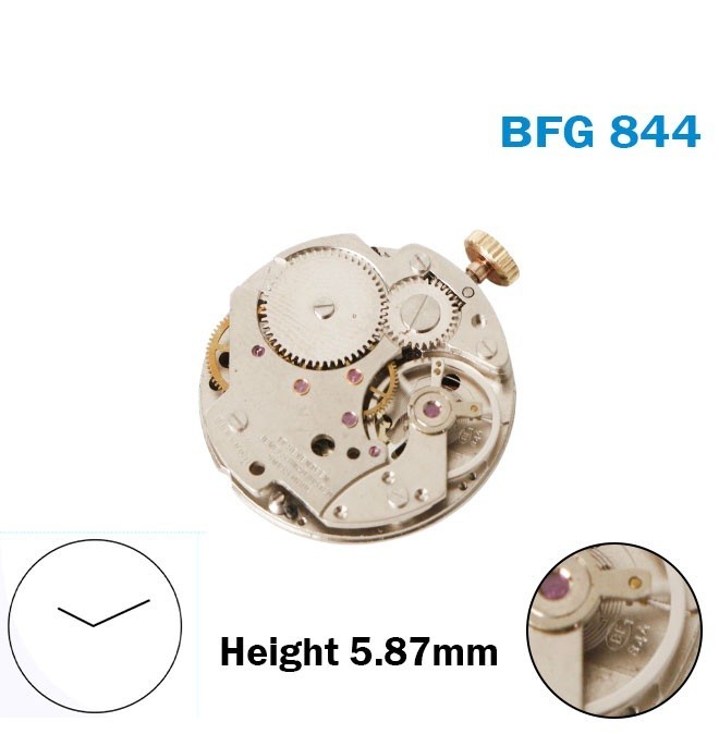 BFG 844 Swiss Manual Winding Movement, 2 Hands, 17 Jewel, With Swiss Star-Dial.