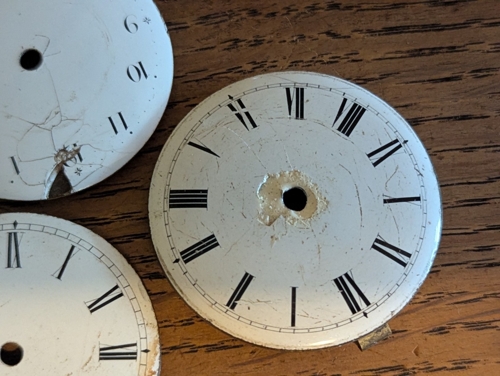 Verge Fusee Pocket Watch Dials + 1 Other, Used / Damaged Condition #P541