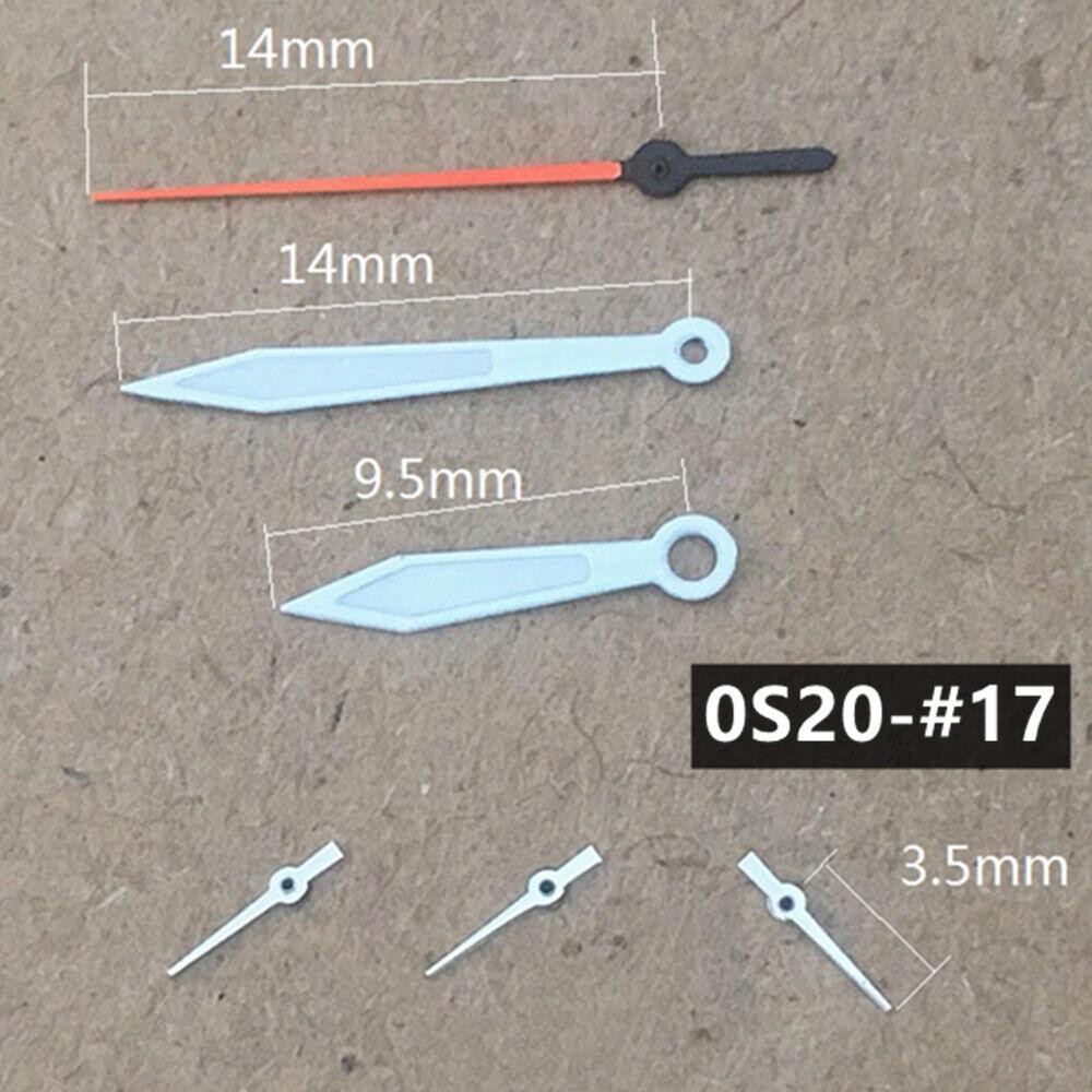 2 Sets Lume Orange Second Silver Trim Watch Hands for Miyota 0S20 Movement