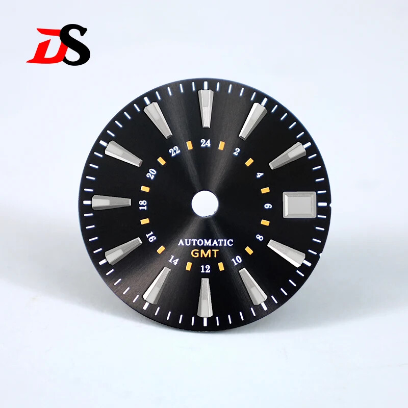 DS Sunburst GS 24 Hour GMT Sun Pattern Blue lume Mod Dial 28.5MM NH34 OMG Index