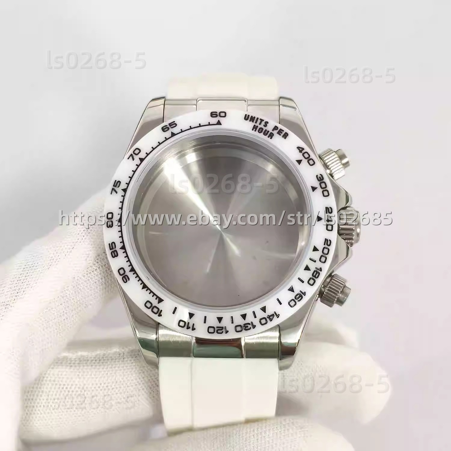 39mm VK63 Watch Case + Rubber Strap Fit Quartz Movement Fine Steel