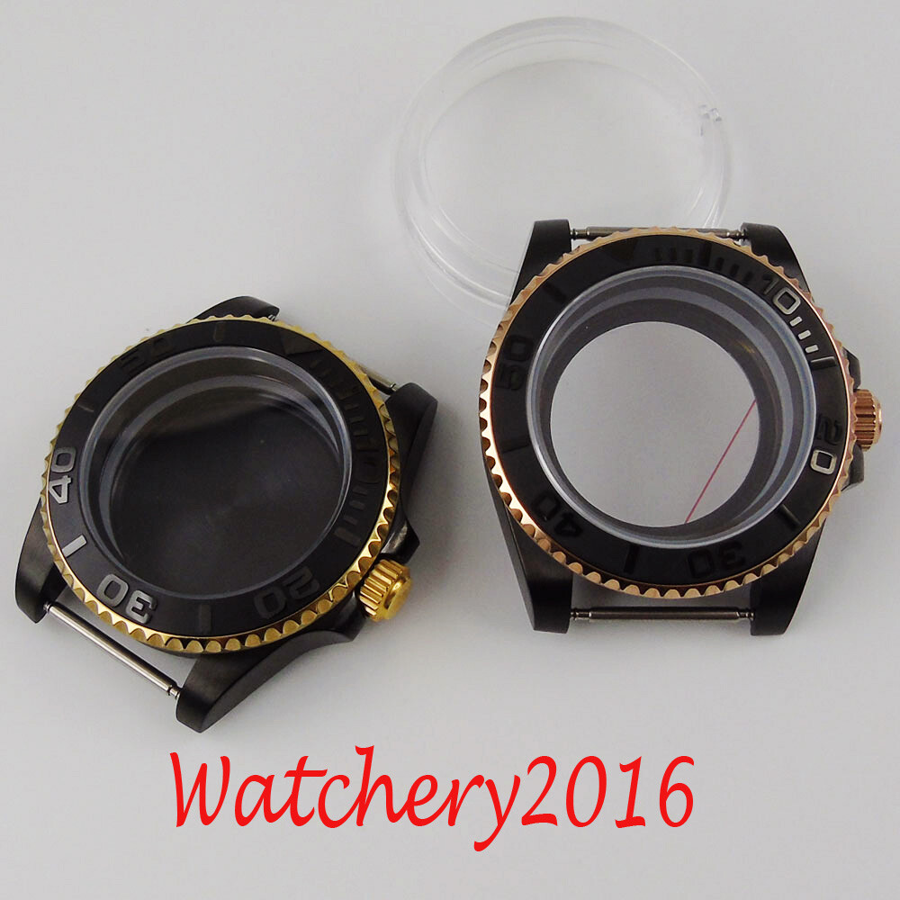 Black 40mm Sapphire PVD Watch Case Fit Miyota 8215 821A/NH35/ETA2836/DG2813 3804