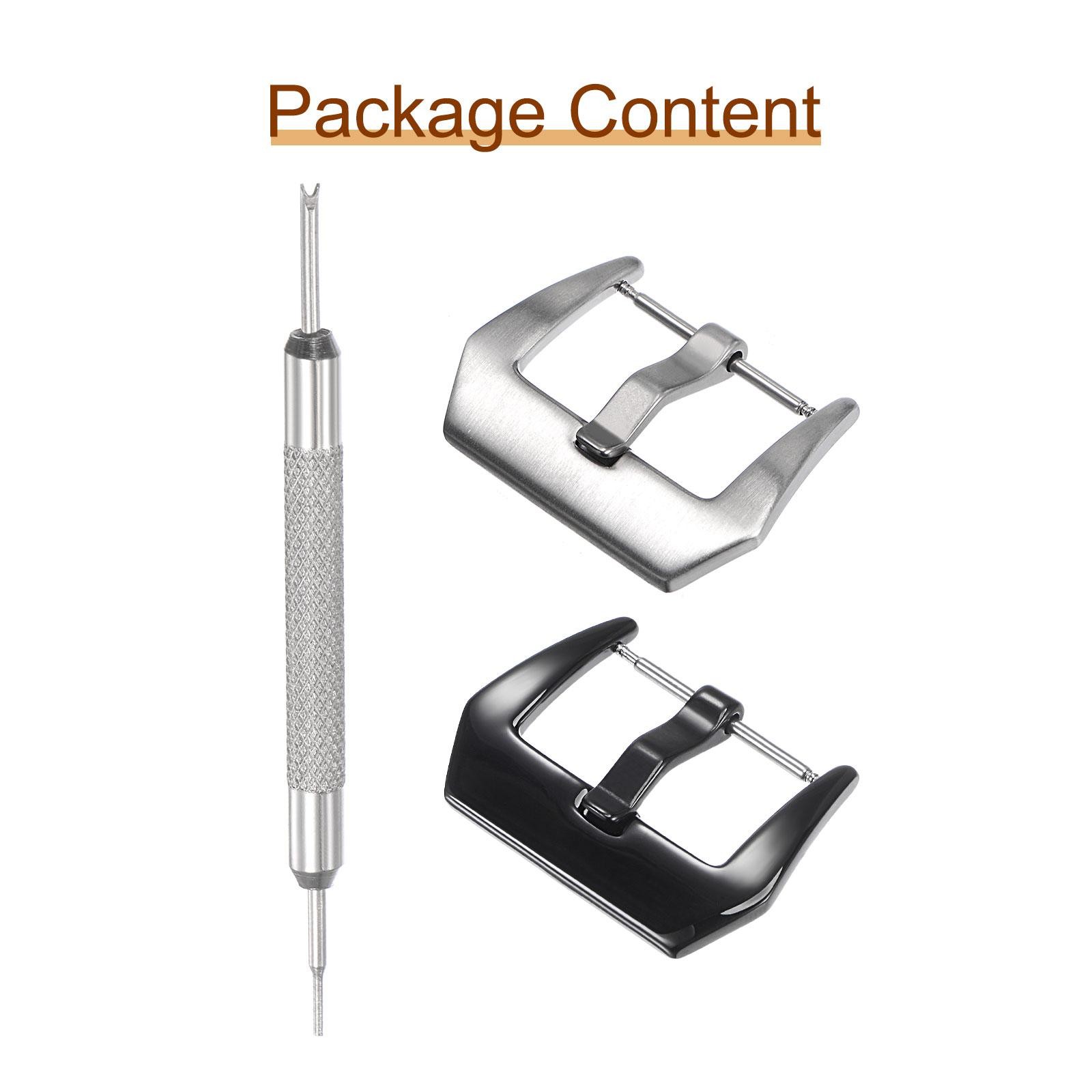 24mm Width, SUS304 Frosted Silver Polished Black Buckle with Spring Bar Remover