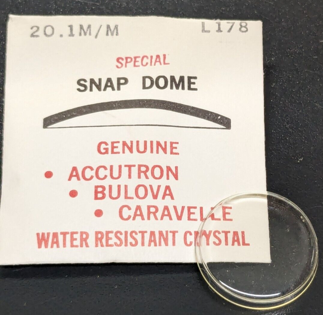 Genuine NEW Bulova 20.1mm Snap Dome Replacement Watch Crystal Part# L178