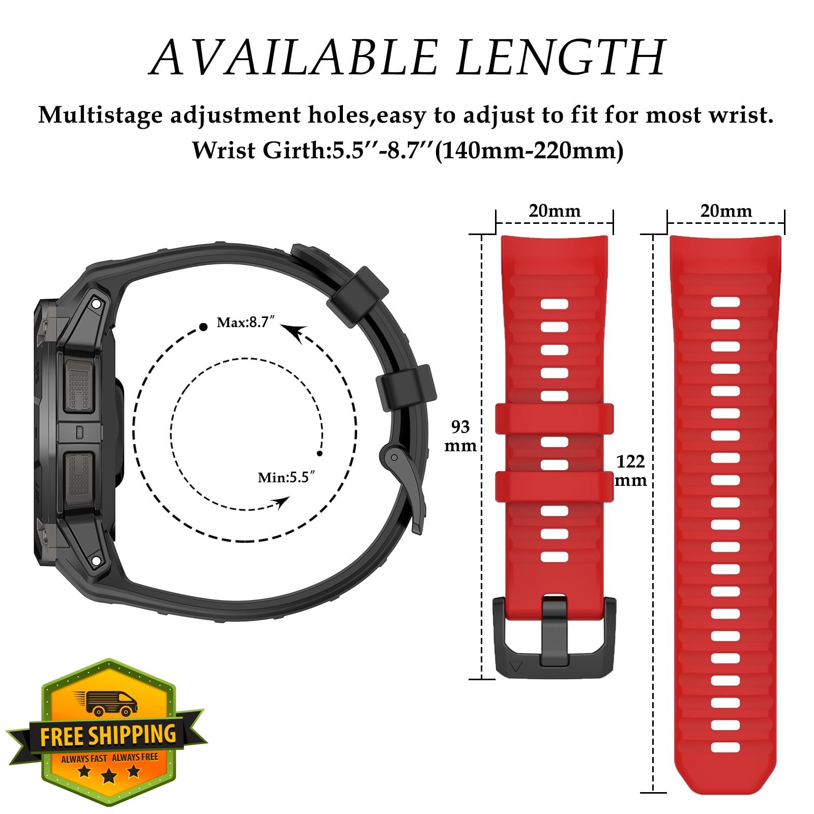 TopPerfekt Band Compatible with Garmin Instinct 3 45mm/50mm, Soft Silicone Re…