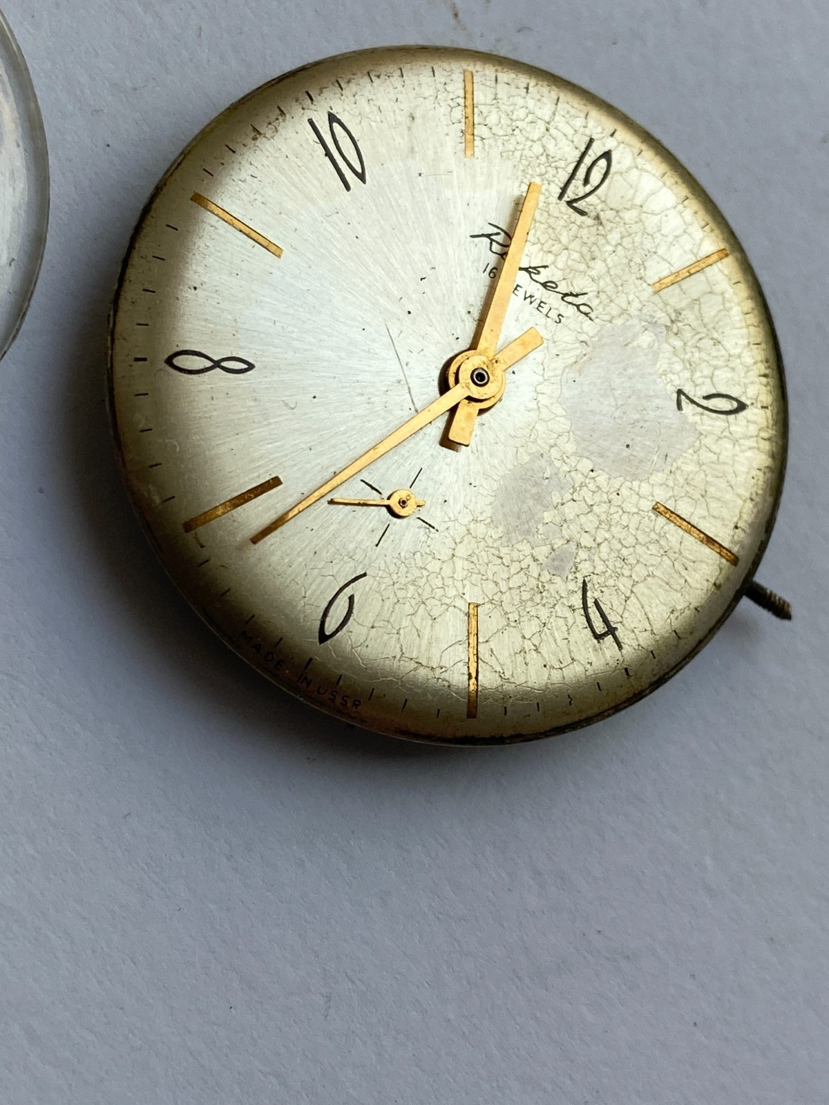 VINTAGE MEN WRIST WATCH FOR PARTS MOVEMENT RAKETA PAKETA USSR 16 JEWEL CAL. 2603