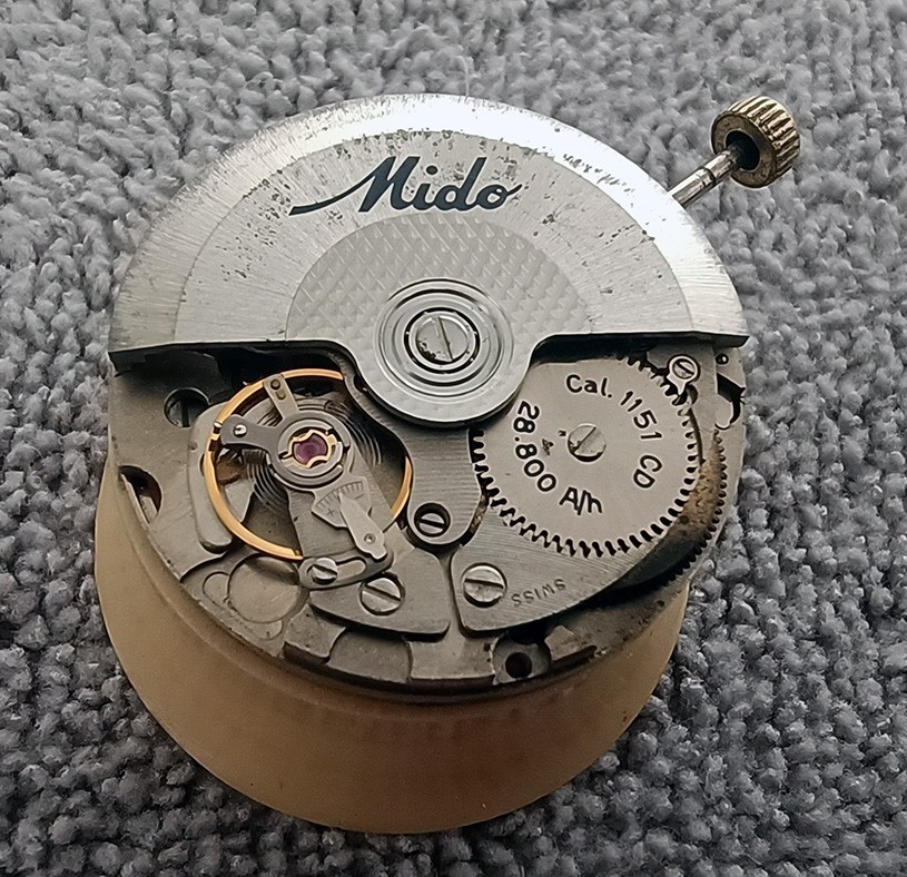 MIDO CAL. 1151 MOVEMENT DAY-DATE STILL RUNNING /AS-IS FOR SERVICE SWISS MADE