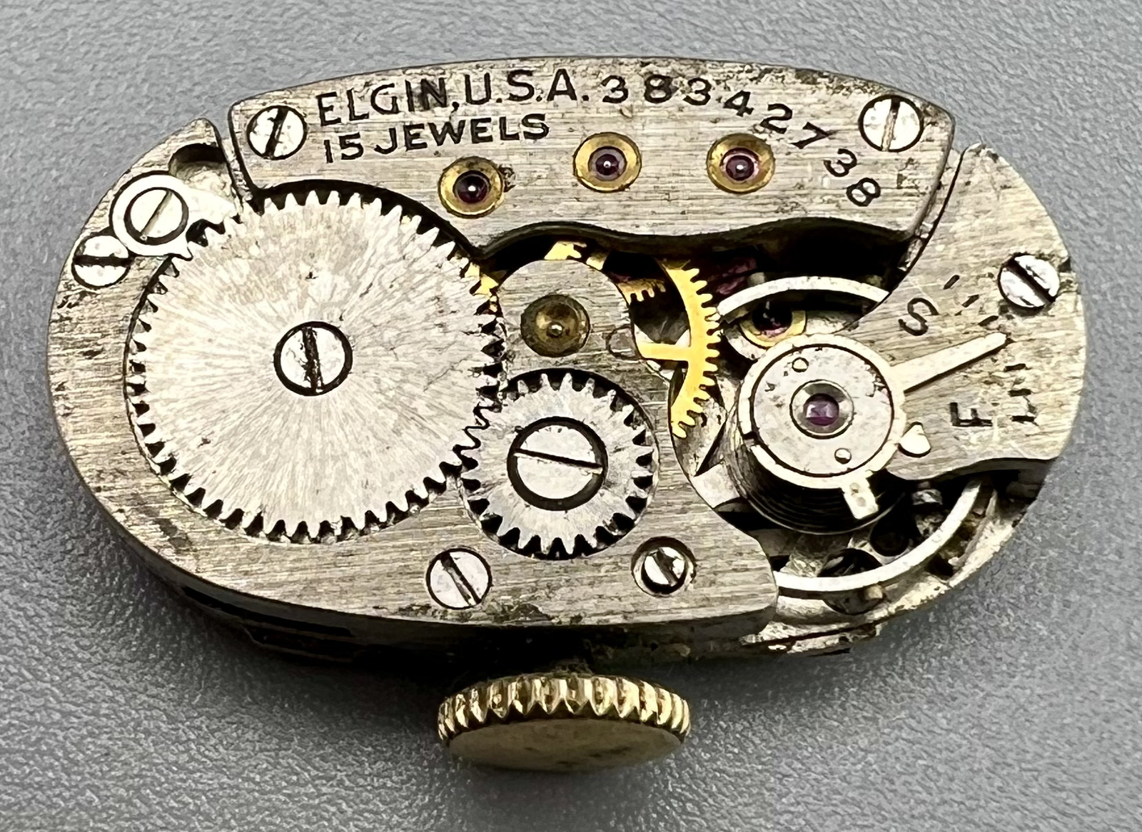 1940 ELGIN Grade 541 WATCH MOVEMENT 15J 21/0S for Parts Repair Dial LOT A20