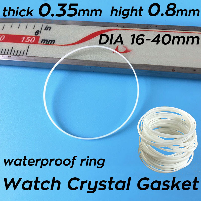 Front Watch Crystal Sealing Gasket Ring White 0.35mm Waterproof Rings 16mm-40mm