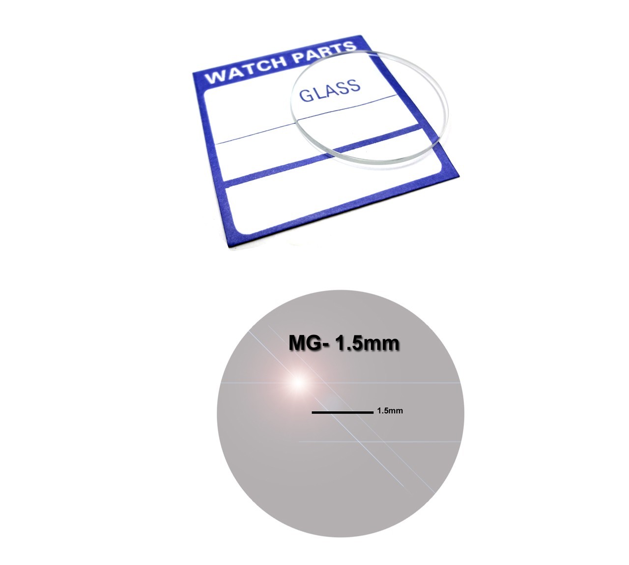 Flat Watch Crystal Mineral Glass 1.5 Millimeters Thick w/ Diameter 30.0 – 39.9mm