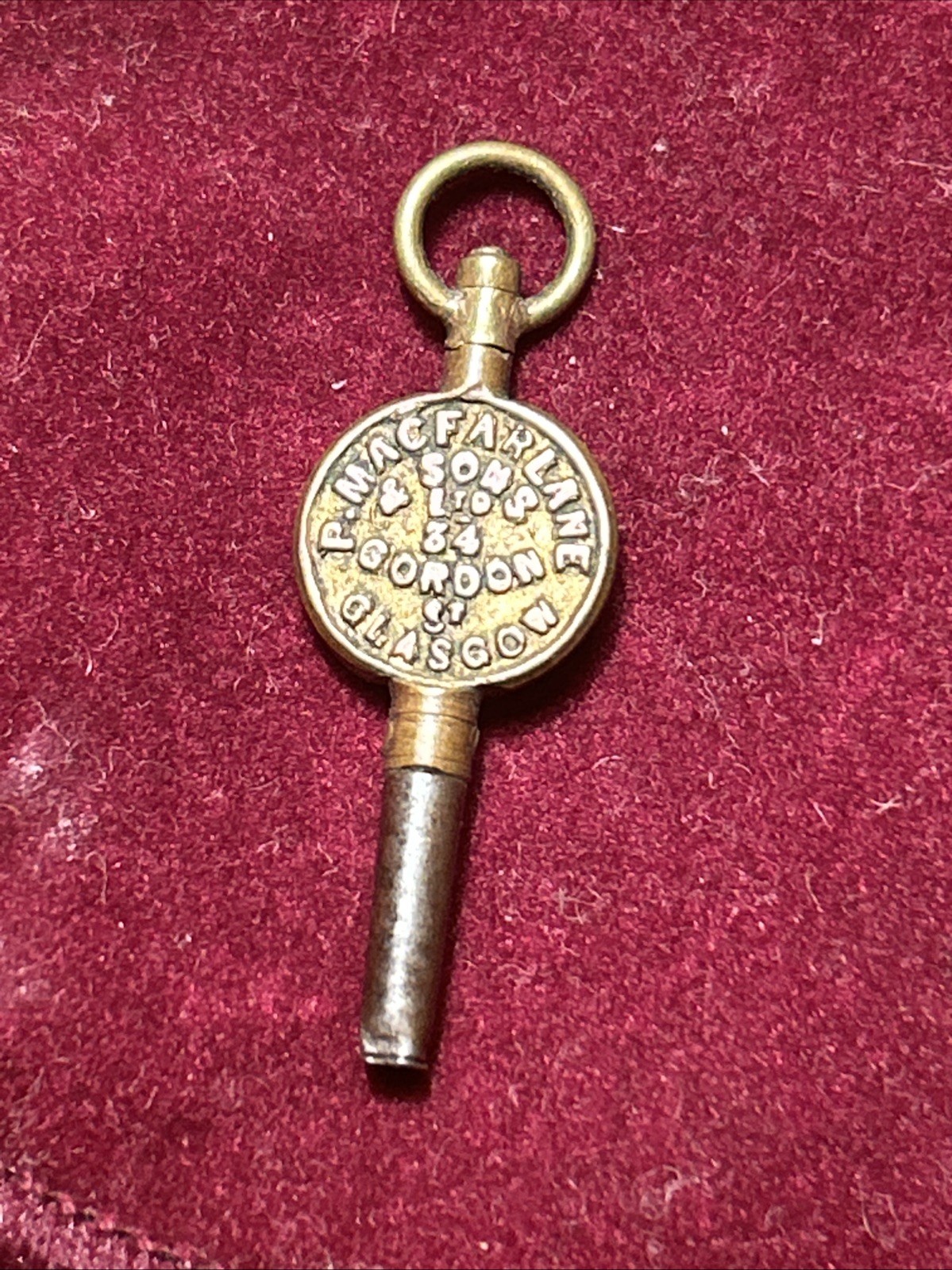 Advertising P. McFarlane And Sons Glasgow Watch Maker Jeweller Pocket Watch Key