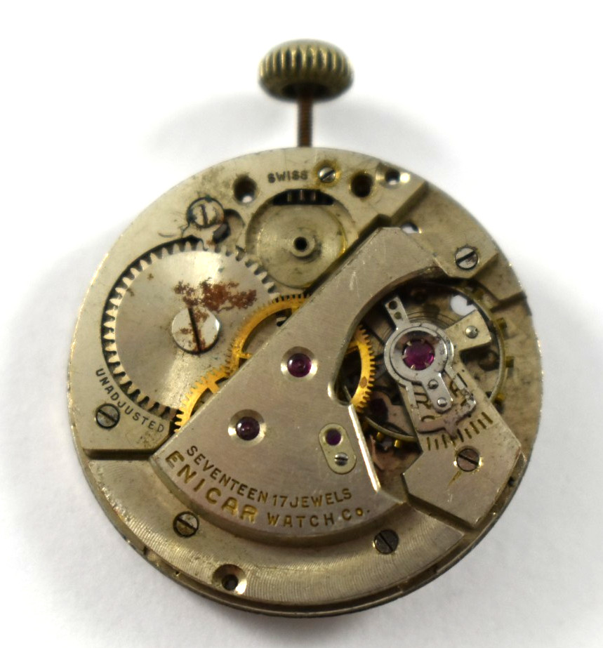 Vintage Swiss Made Enicar Manual Wind 17J Wrist Watch Movement lot.wo