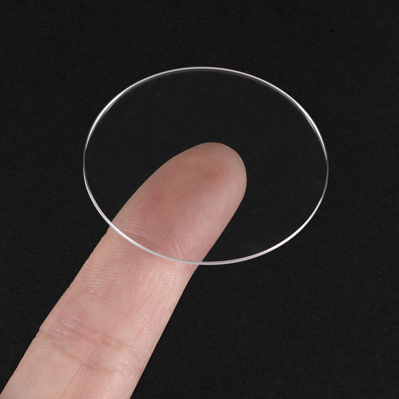 Glass watch round flat lens 40mm diameter 1.5mm thickness, transparent