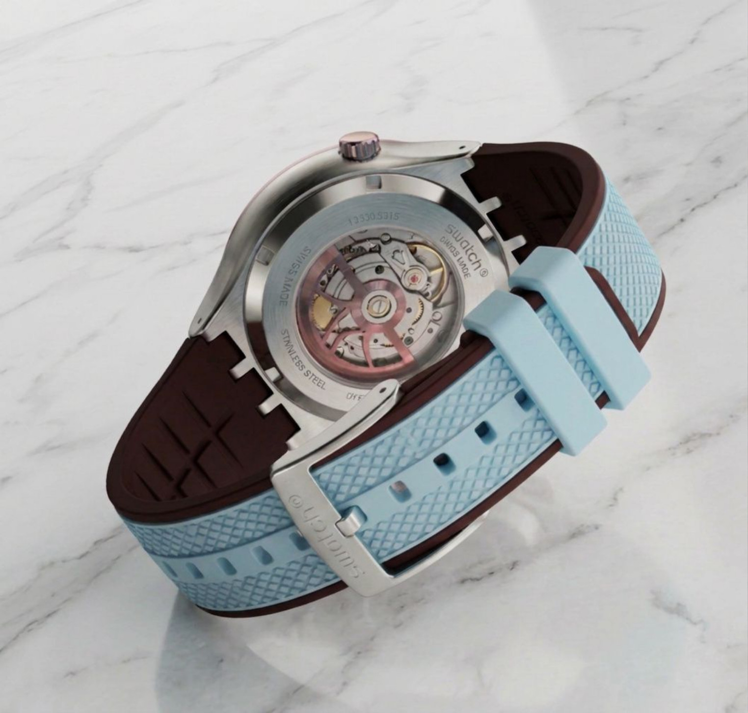 Swatch Unisex Oversized Watch Big Bold Irony Lacquered Blue Green Dial 47MM