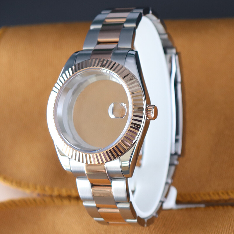 36mm 40mm Couple’s Watch Case Fluted Bezel Date Stainless Strap For NH35 NH36/38