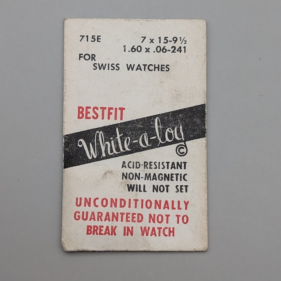 NOS Bestfit 715E White-a-loy Mainspring for Swiss Watches Alloy