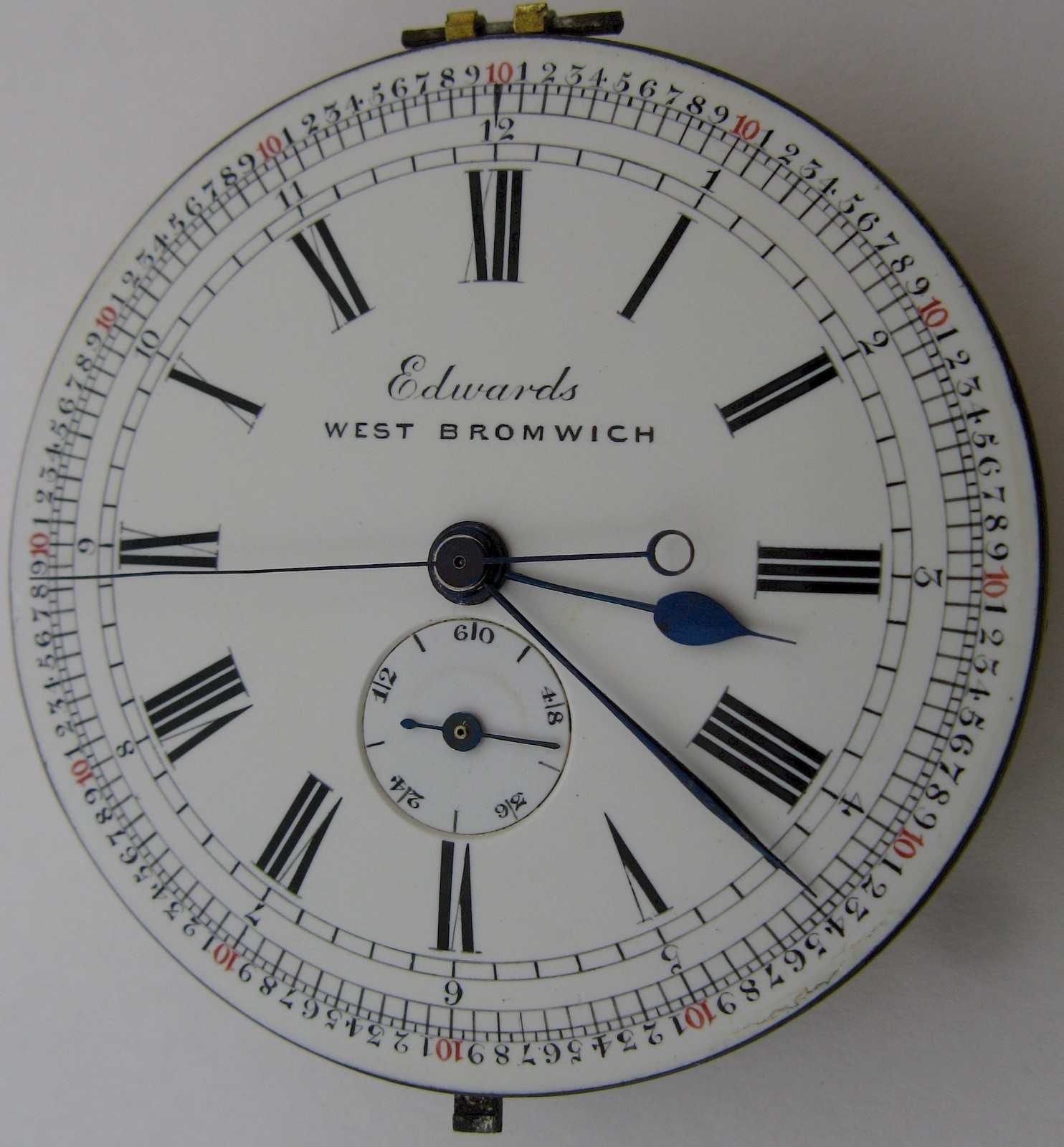 Experimental Pocket stop Watch Edwards West Bromwich Key Wind & Set dia: 48.2 mm