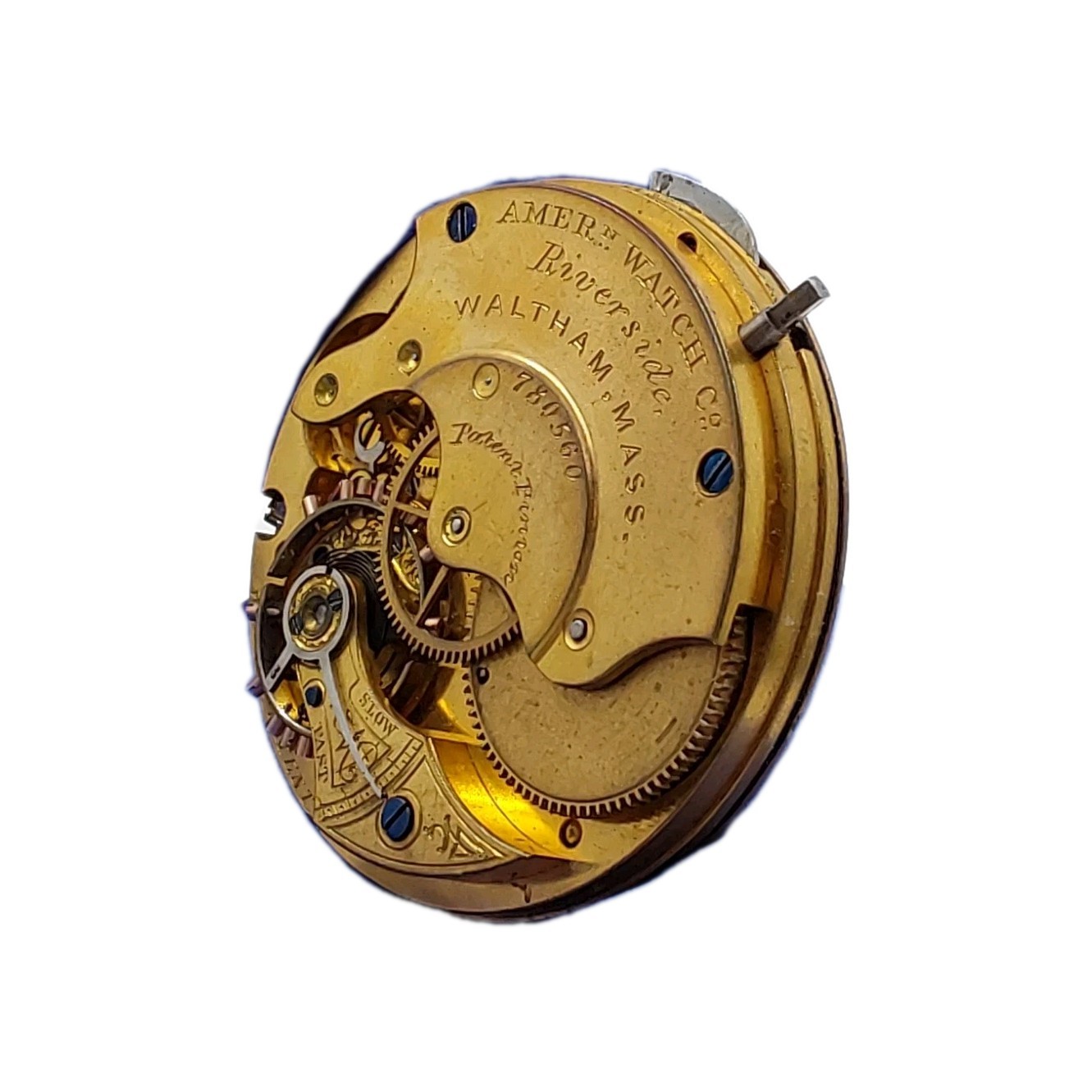 Waltham Riverside 8s Movement Sunk Enamel Dial Hands Pocket Watch Parts 1857