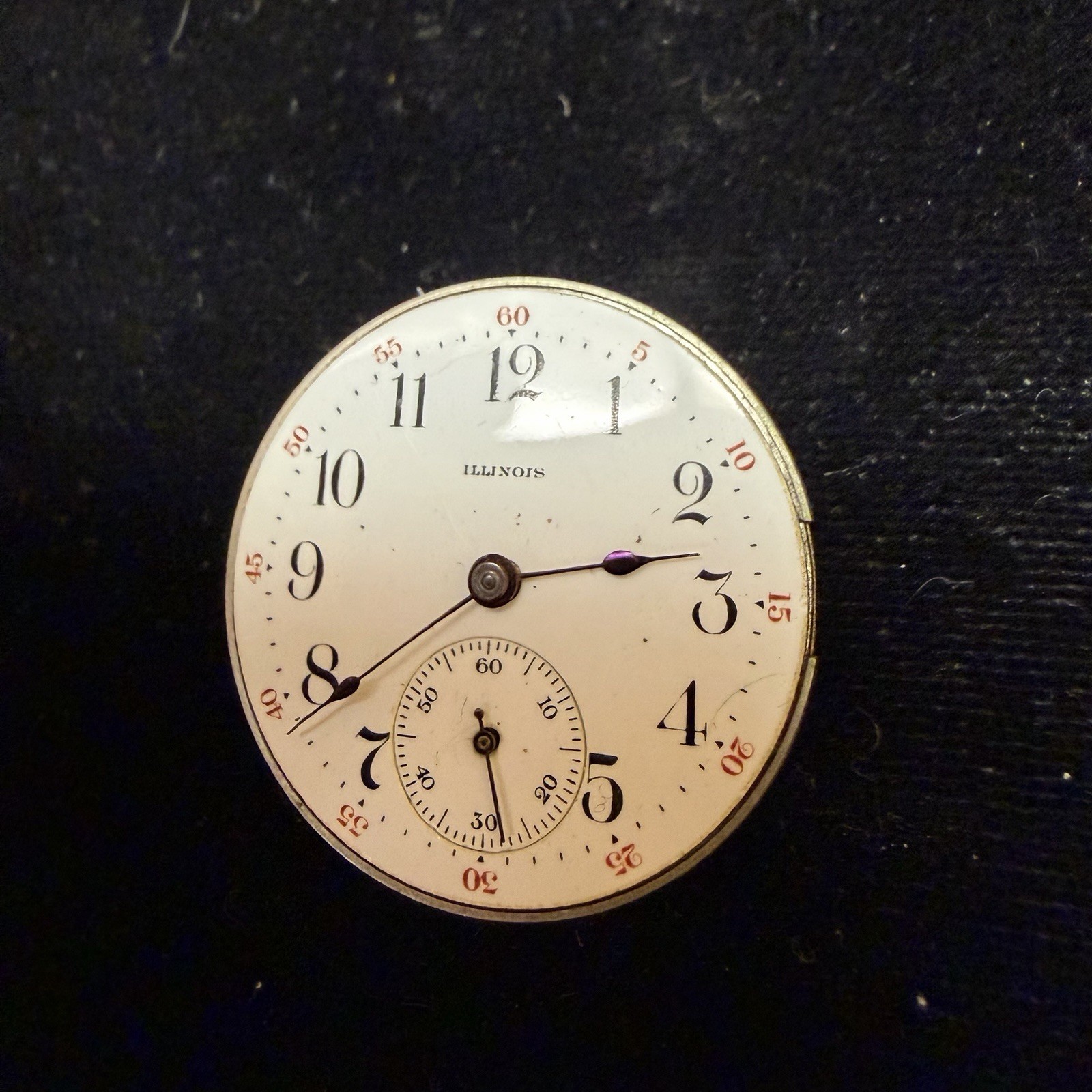 1910 ILLINOIS 0s 17J GRADE 57 POCKET WATCH MOVEMENT & DIAL For Parts Or Repair