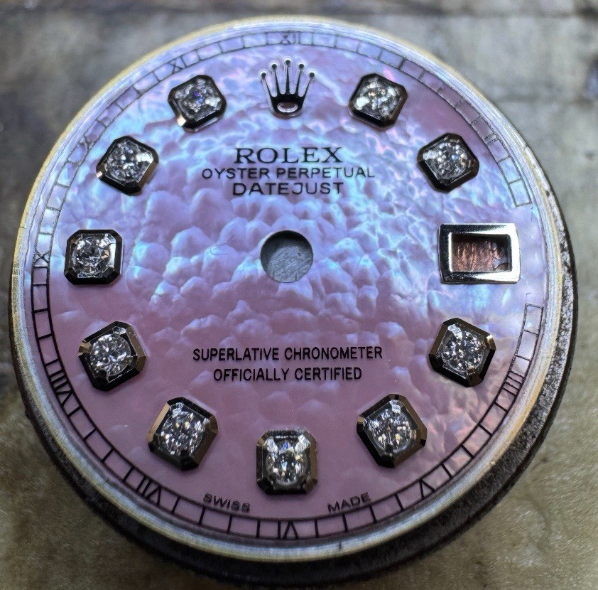 Rolex Ladies Datejust/President Custom Pink MOP Diamond Dial White Settings